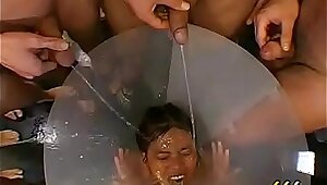 Piss in face of Asian slut in piss bukkake